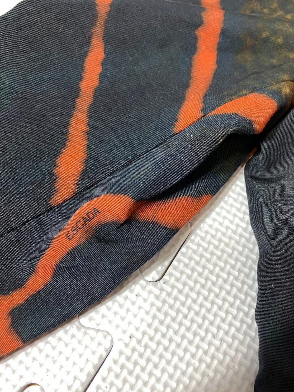 ESCADA Buella Fantasy Print Blazer Black Brown Rust Orange Tailored Sz 36 (S) - Picture 7 of 15